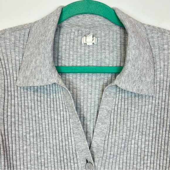 Aerie Women’s Gotta Jet Gray Polo Cropped Stretch Cardigan Sz M - Picture 5 of 10